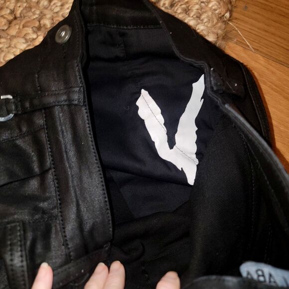 Valabasas Onyx Black Stacked Flare Waxed Jeans Men's Size 29 - Picture 6 of 16